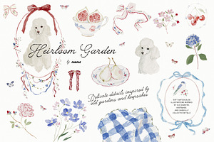 Heirloom Garden: watercolor clipart, a Decorative Illustration by Purple