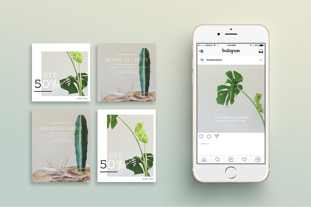 NATURALIS Instagram Pack, a Social Media Template by 46&2 Collective (Photo 2 of 9)