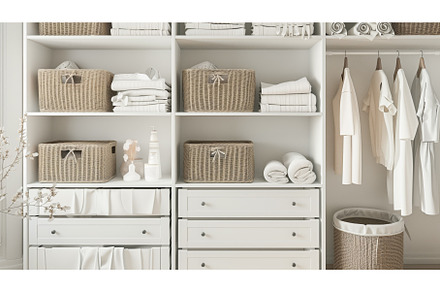 A neatly organized wardrobe with, an Abstract Photo by Sergey Kotenev