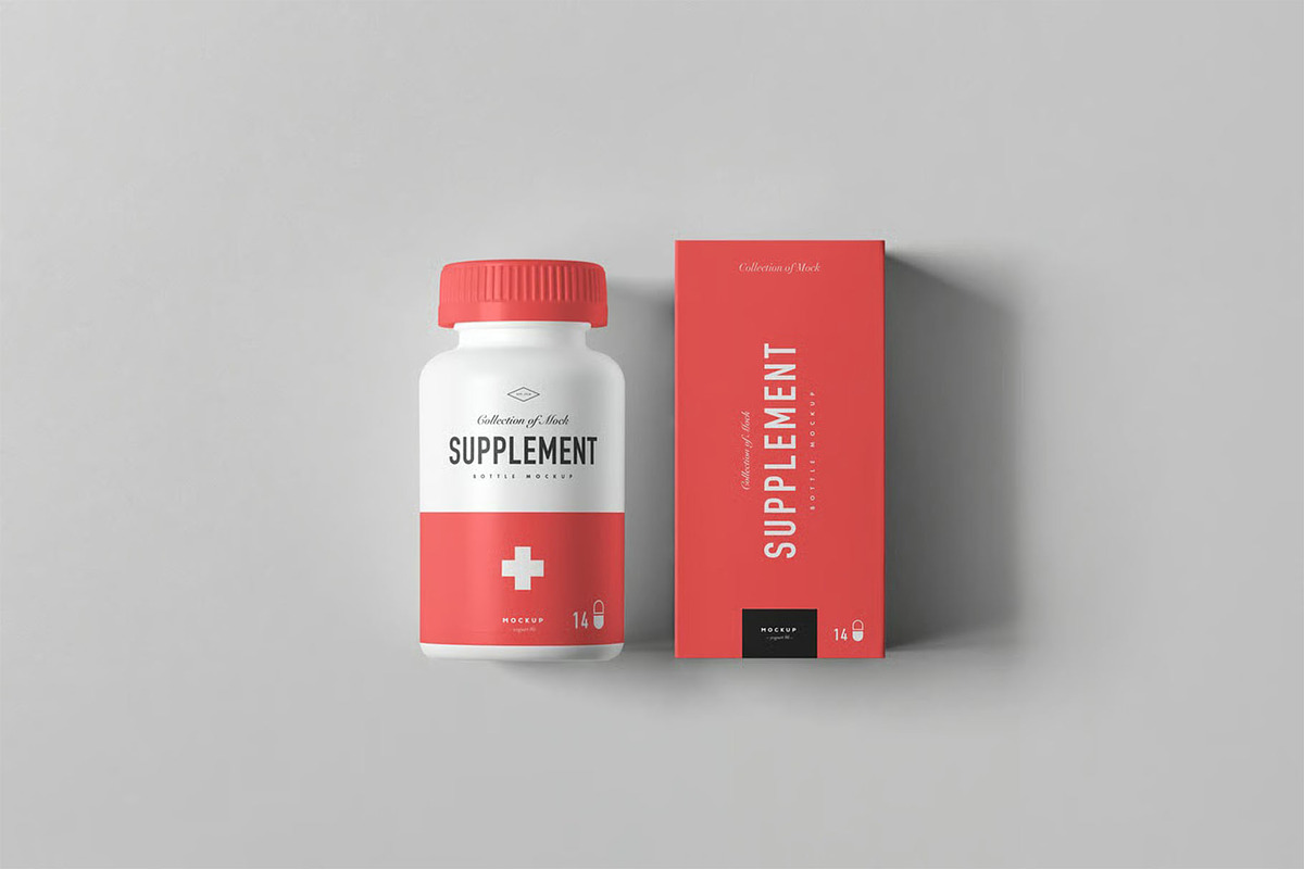 Supplement Jar & Box Mock-up, a Product Mockup by zippypixelstudio (Photo 2 of 12)