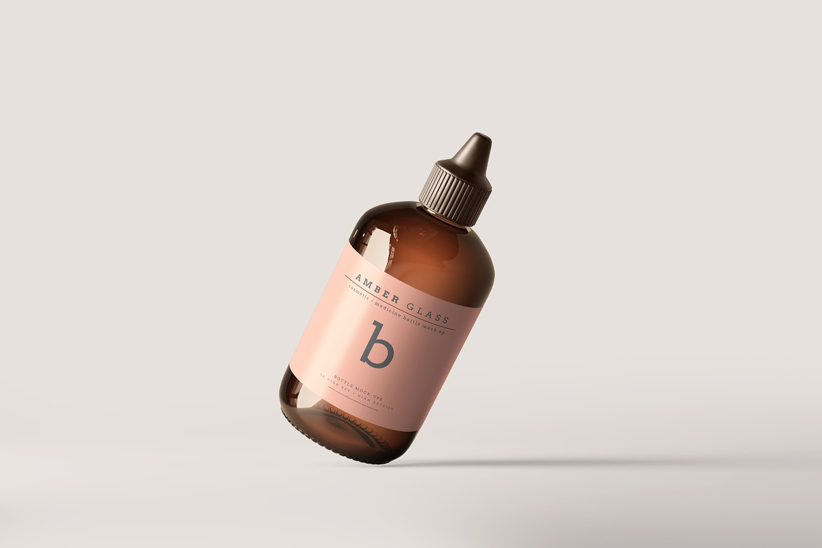 Amber Glass Bottle Mockups, a Cups & Container Mockup by pmvch (Photo 5 of 20)