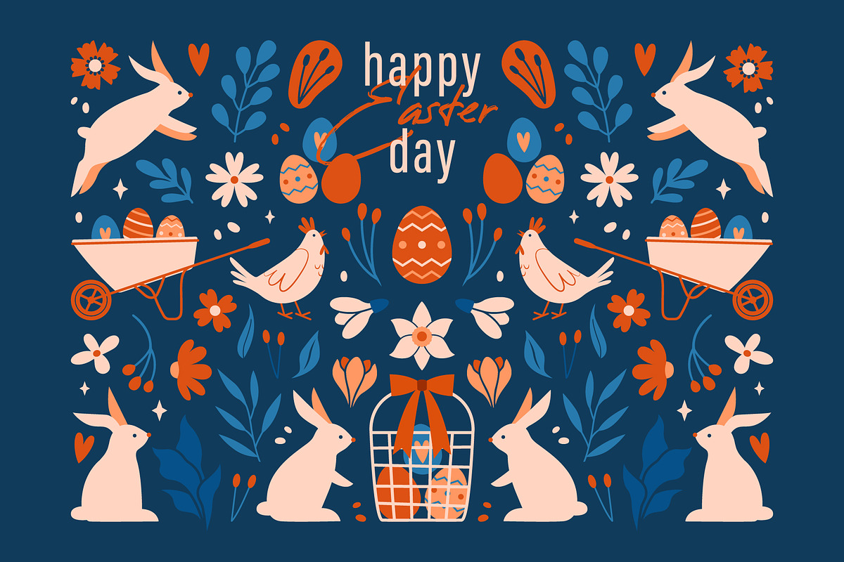 Happy Easter Day. Decorative Set., a Seasonal Illustration by Renberrry.Store (Photo 2 of 10)