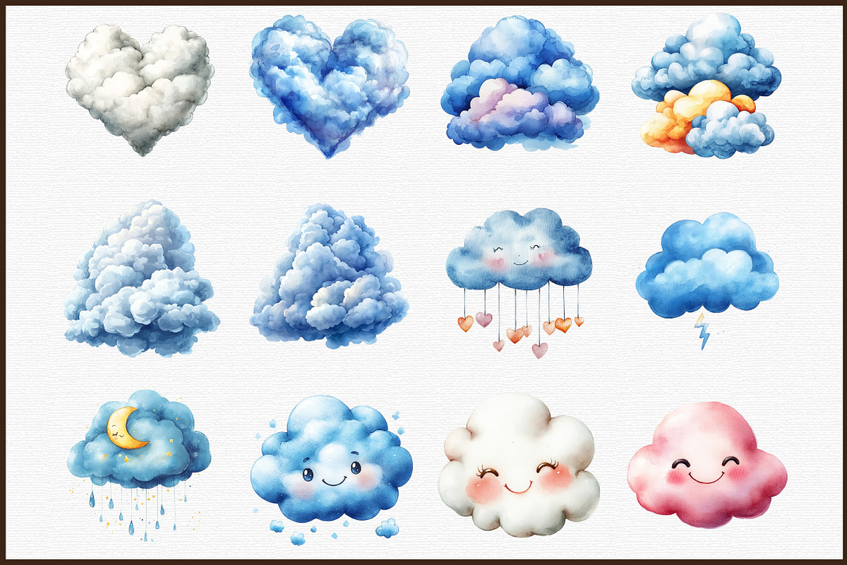 Clouds Simple Drawing Clipart, an Illustration by Sublimation Artist (Photo 3 of 6)