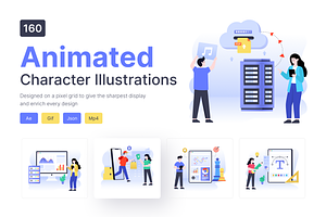 Animated Character Illustrations, a Solid Icon by Brickclay