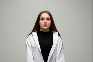 Young woman with long brown hair, a Person Photo by volodymyrshtun13795