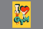 I Love Gym. Vector poster set., a Sport Illustration by PoPaShop (Thumbnail 3 of 7)