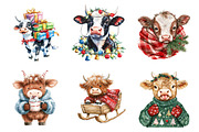 Funny Christmas Cow Clipart PNG, a Seasonal Illustration by Designking (Thumbnail 2 of 4)