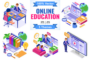 Online distance education from home, an Education Illustration by TAlex