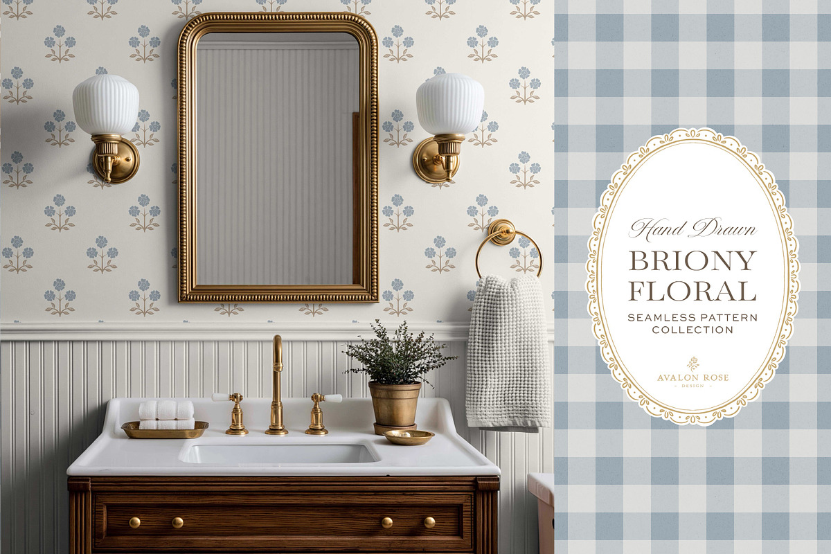 Farmhouse Blue Beige Floral Patterns, a Pattern Graphic by Eclectic Anthology (Photo 8 of 12)
