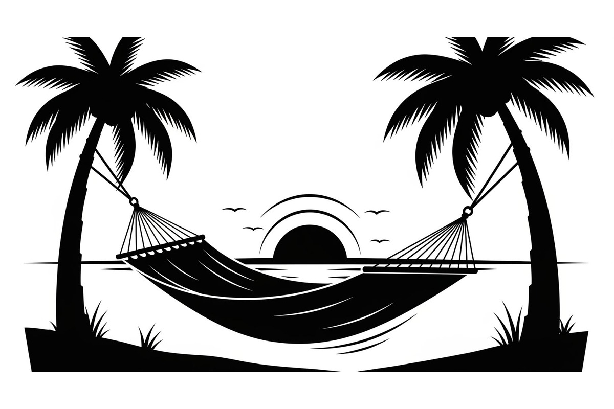 Palm Tree Hammock Silhouette Bundle, an Object Graphic by jahid234 (Photo 25 of 30)