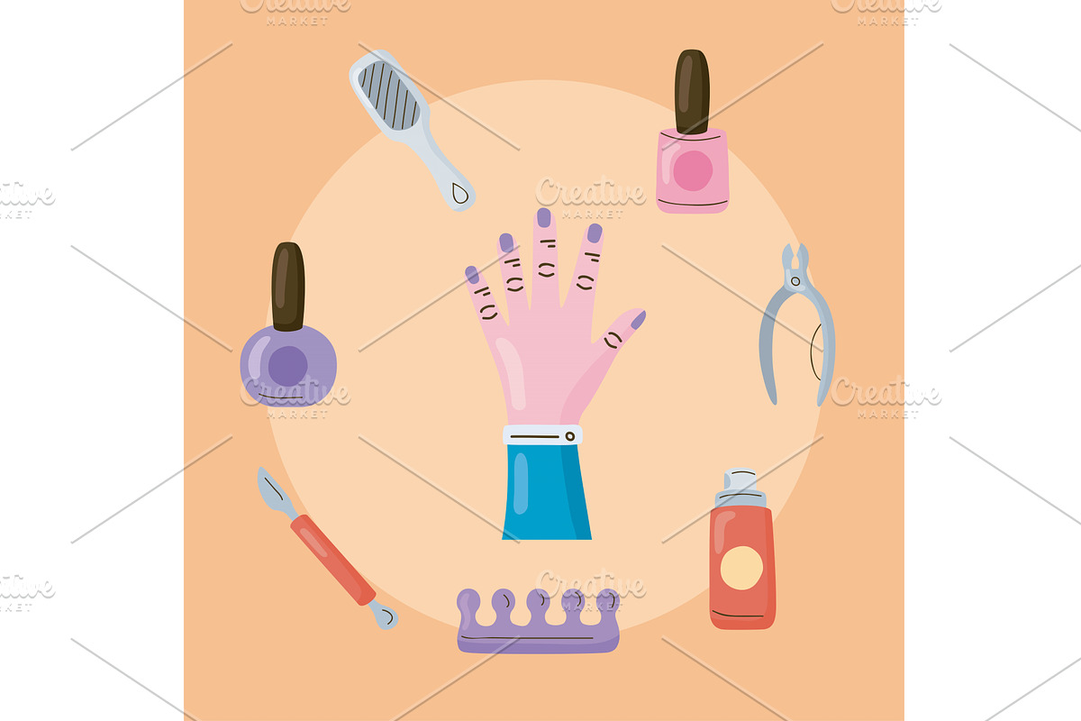 eight manicure items, an Object Illustration by studiogstock