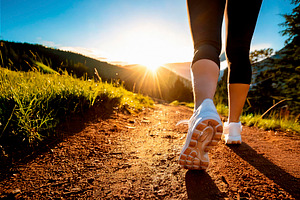 Detail of woman's legs running through the field at dawn, a Sports & Recreation Photo by Davizro's Market