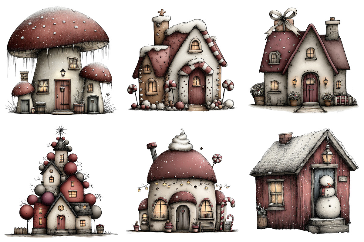 Christmas Houses Clipart Bundle, an Illustration by Daily.Designs (Photo 5 of 5)