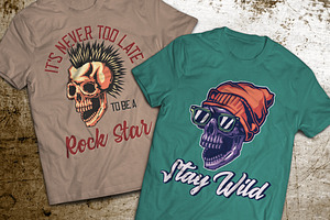 Skull T-shirts And Poster Labels