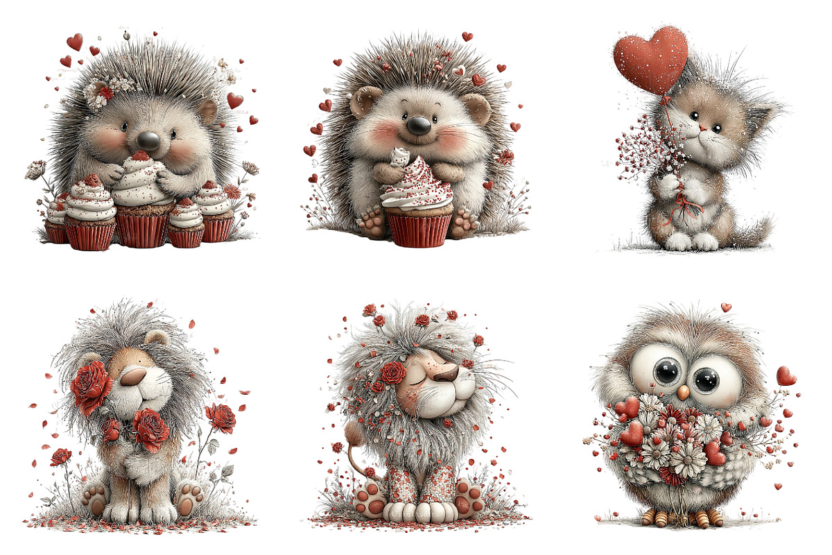 Valentines Day Animals Clipart PNG, an Illustration by SinaCreation (Photo 4 of 11)