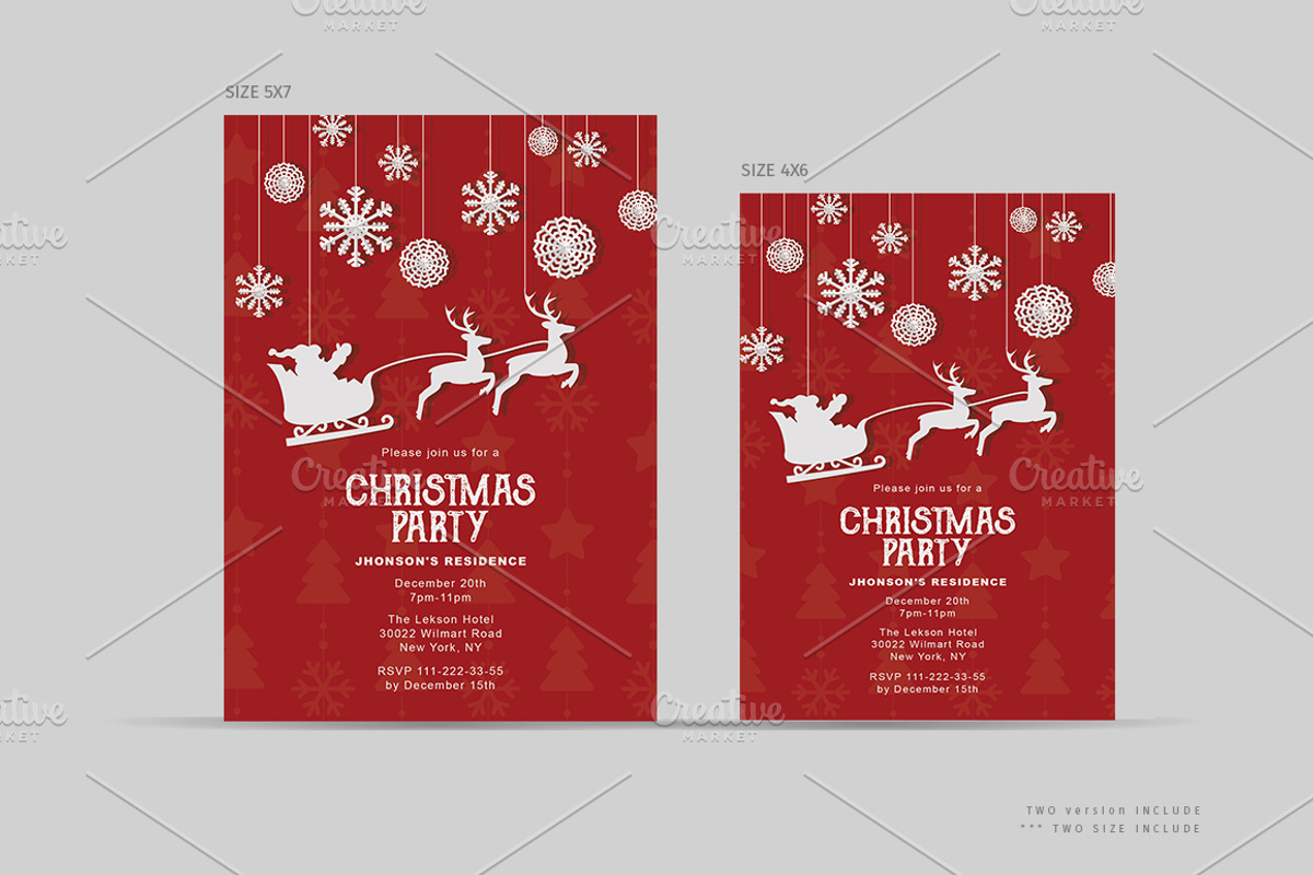 Christmas Party Invitations Template, an Invitation Template by Madhabi Studio (Photo 2 of 5)