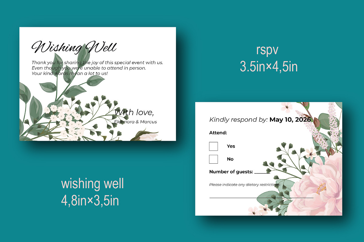 Greeting card templates with Peony, an Invitation Template by Digital illustration shop (Photo 5 of 5)