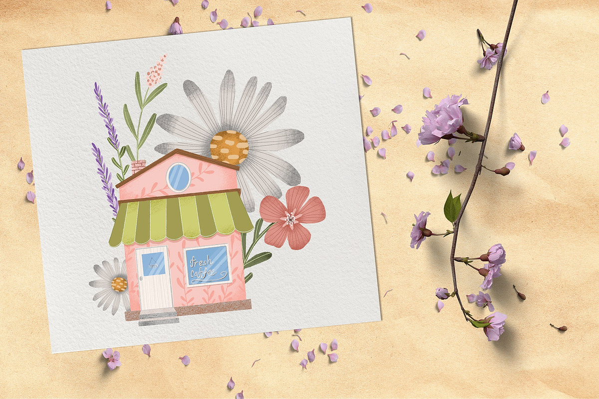Cozy houses clipart and pattern set, an Object Illustration by Yelloo Fish (Photo 2 of 12)