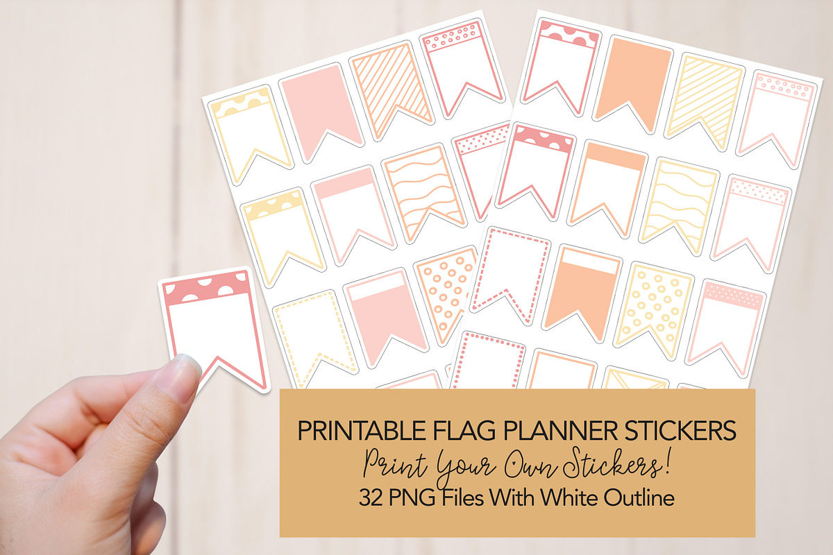 Printable Flag Planner Stickers, an Illustration by Phat Happy Life (Photo 1 of 3)