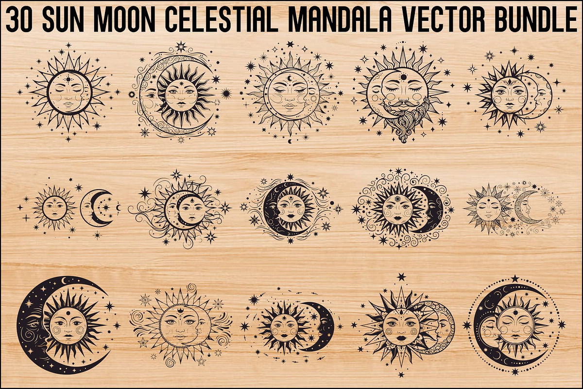 Sun Moon Celestial Mandala Bundle, an Illustration by Gaye Art (Photo 1 of 31)