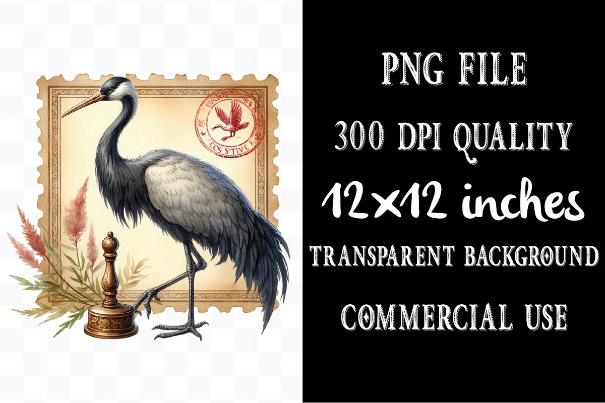 Junk Journal Bird Postage Stamp, an Illustration by Designking (Photo 4 of 4)