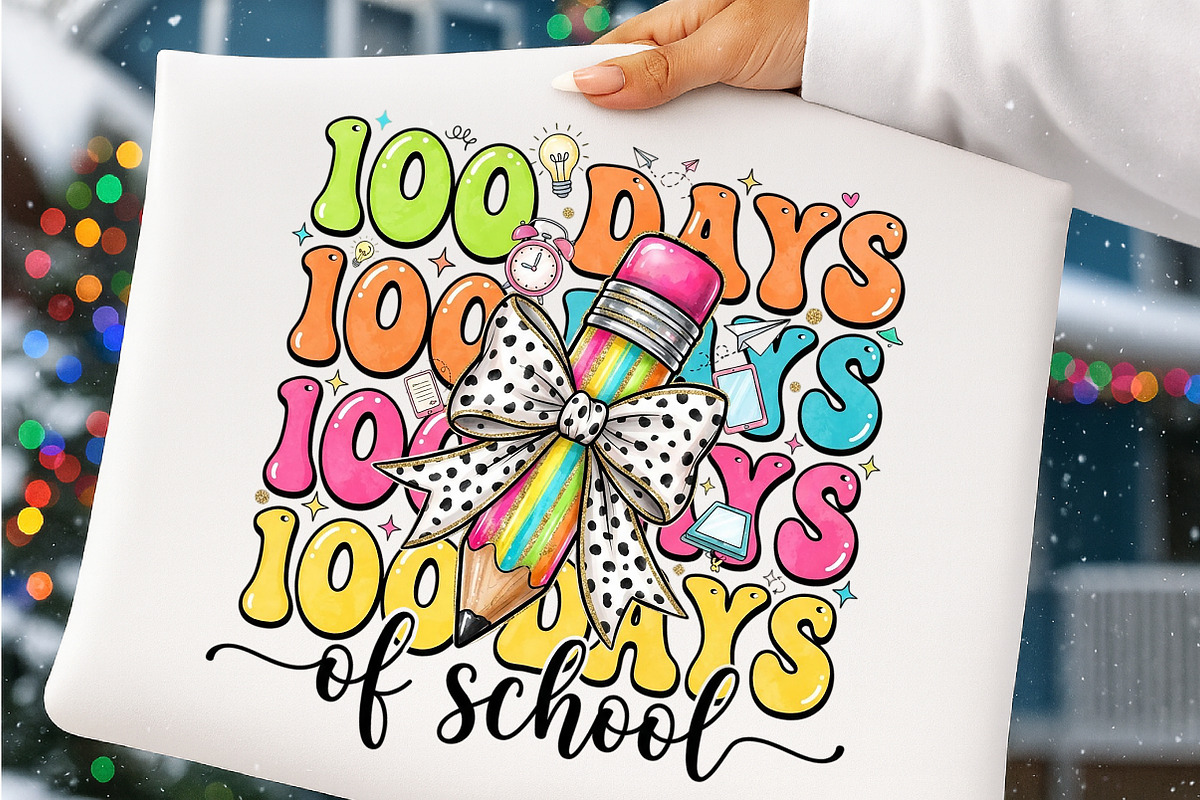 Preppy 100 Days of School PNG Bundle, a Transportation Illustration by SinaCreation (Photo 2 of 7)