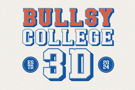 Bullsy College 3D, a Serif Font by Marvadesign