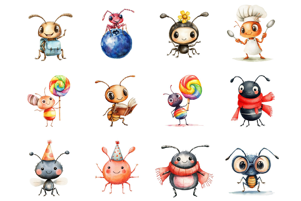 Happy Cute Ants Cartoon Clipart, a Graphic by CitraGraphics (Photo 3 of 4)