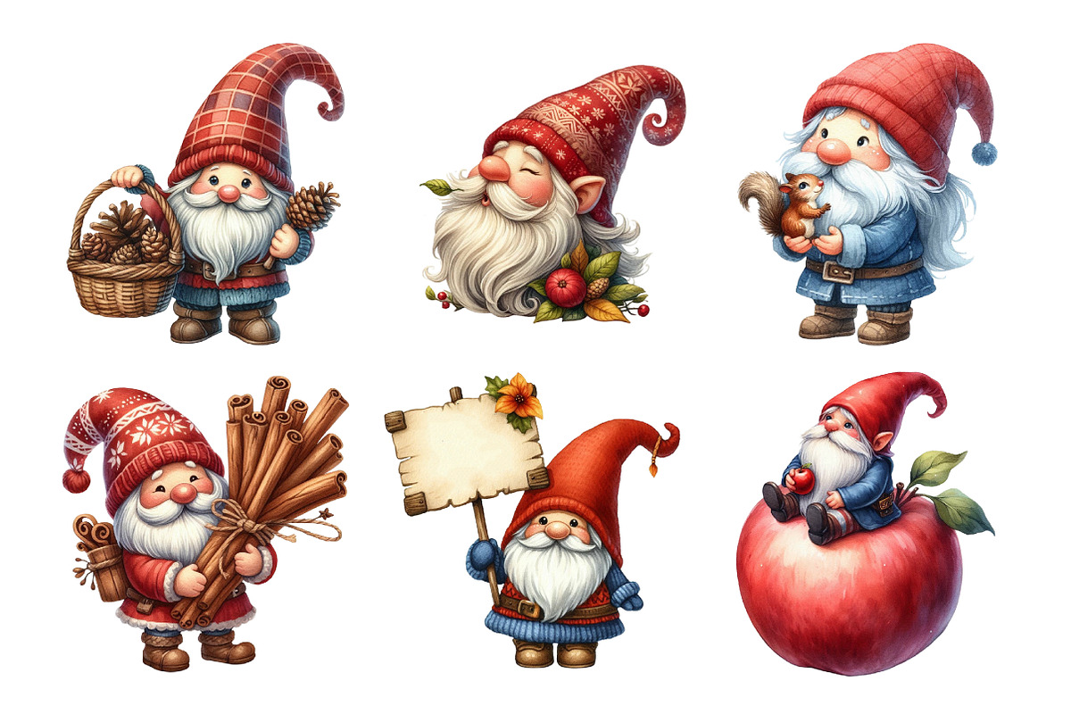 Watercolor Autumn Gnomes Clipart, an Illustration by Daily.Designs (Photo 3 of 5)