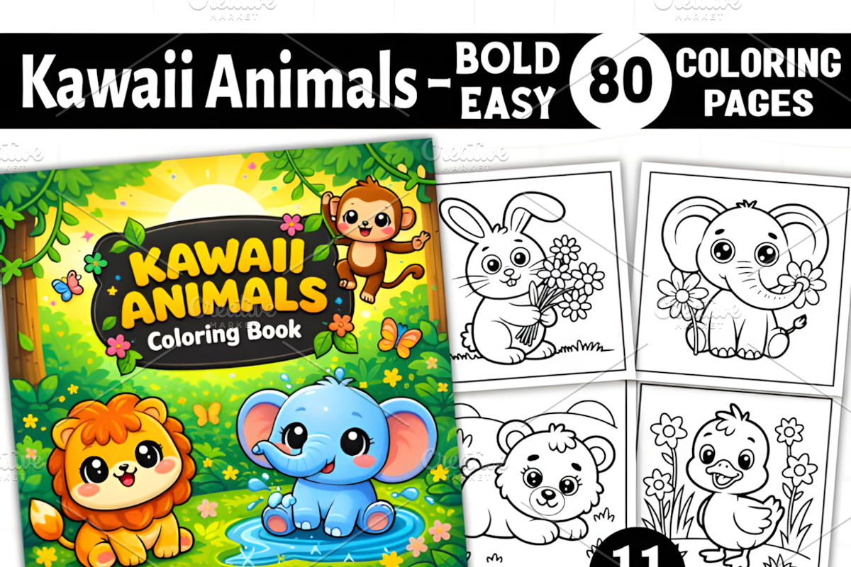 Kawaii Animals Coloring Book for Kid, an Animal Illustration by Ink Gallery (Photo 1 of 4)