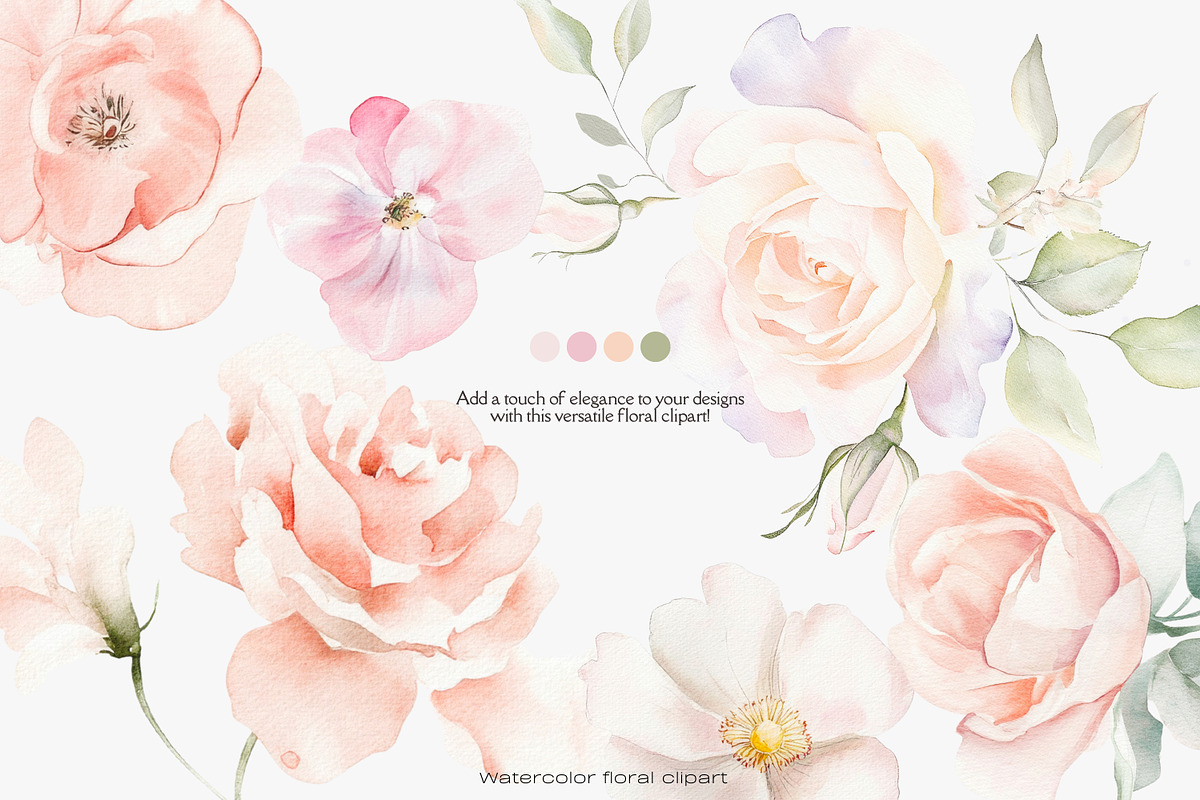 blush elegance floral clipart png, a Decorative Illustration by Patishop Art (Photo 2 of 8)