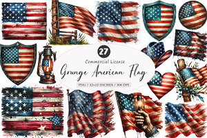 Vintage Grunge American Flag Clipart, an Illustration by SinaCreation