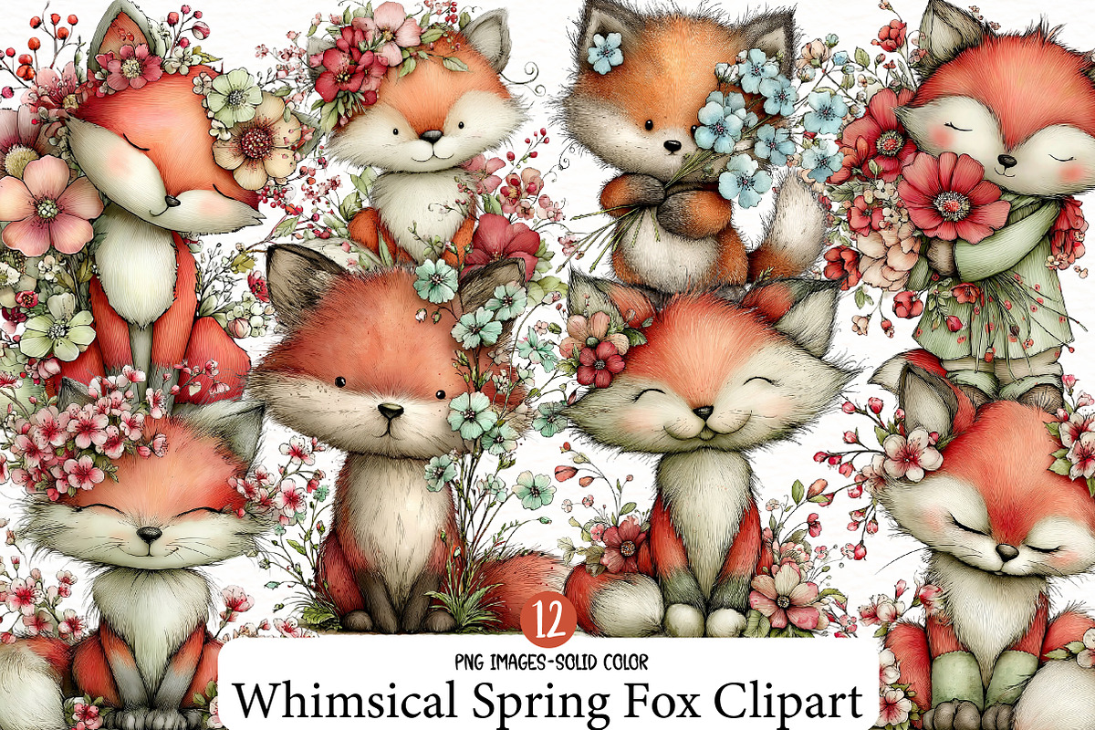 Whimsical Spring Fox Clipart, an Illustration by Designworld (Photo 1 of 4)