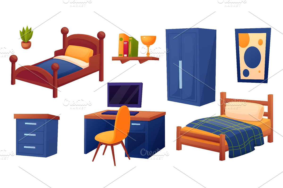 Teenager bedroom elements. Teen boy, an Object Illustration by LadadikArt (Photo 1 of 3)