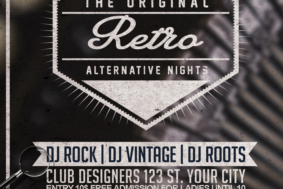 Vintage Night  | 3in1 Flyer Template, a Flyer Template by GIGA-TEMPLATE (Photo 5 of 7)