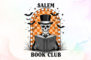 Salem Book Club Retro Halloween PNG, an Illustration by Sublimation Artist