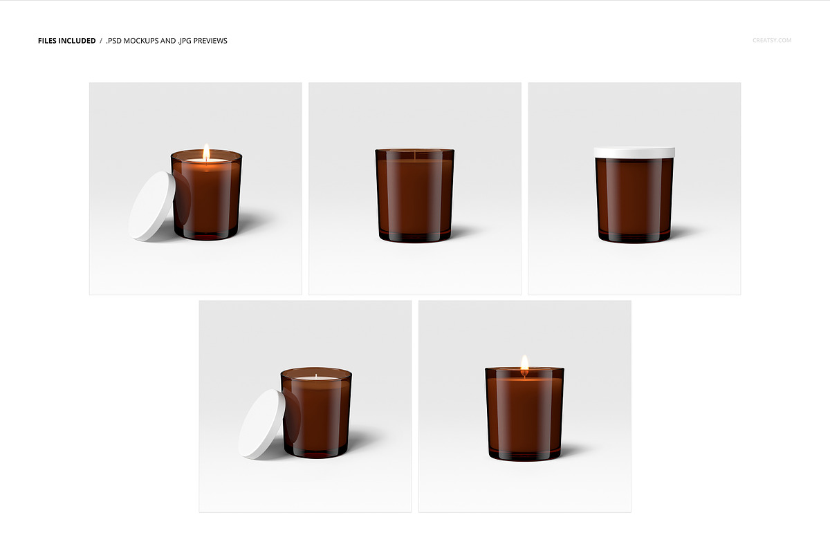 8.5oz Amber Glass Jar Candle Mockup, a Household Mockup by creatsy5 (Photo 2 of 8)