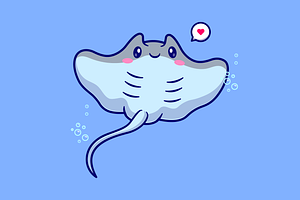 Cute Stingray Fish Swimming Cartoon, an Animal Illustration by Catalyst Labs
