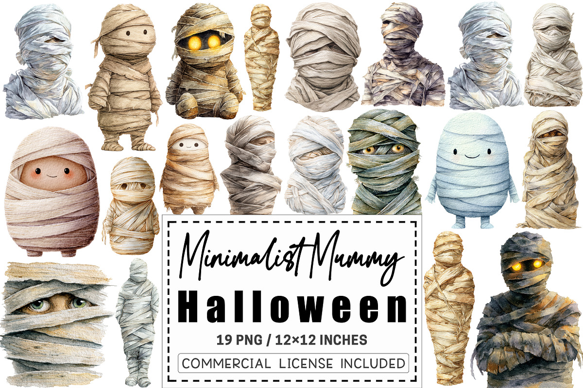 Minimalist Halloween Mummy Clipaart, a Graphic by CitraGraphics (Photo 1 of 4)