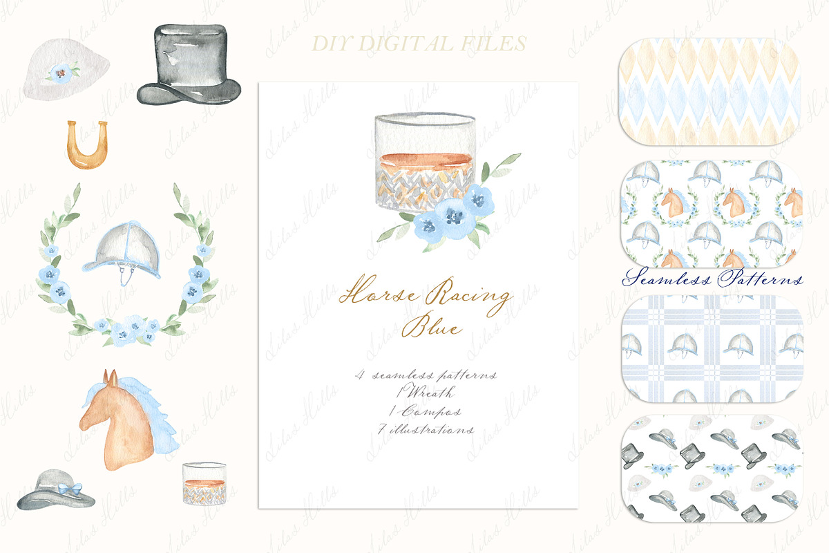 Horse Racing Blue Kentucky Derby, an Illustration by LABFcreations (Photo 6 of 6)