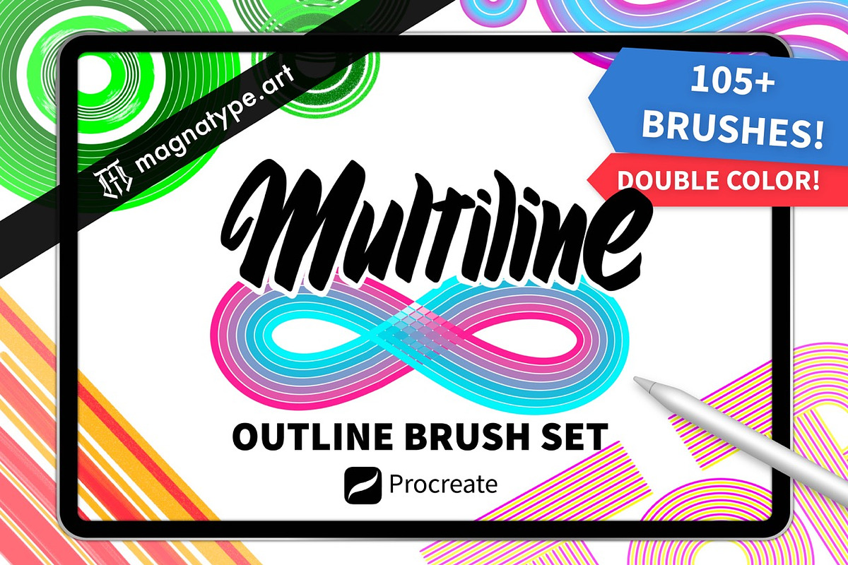 Outline MULTI LINE Brush set, a Brush Add-On by Magnatype (Photo 1 of 9)