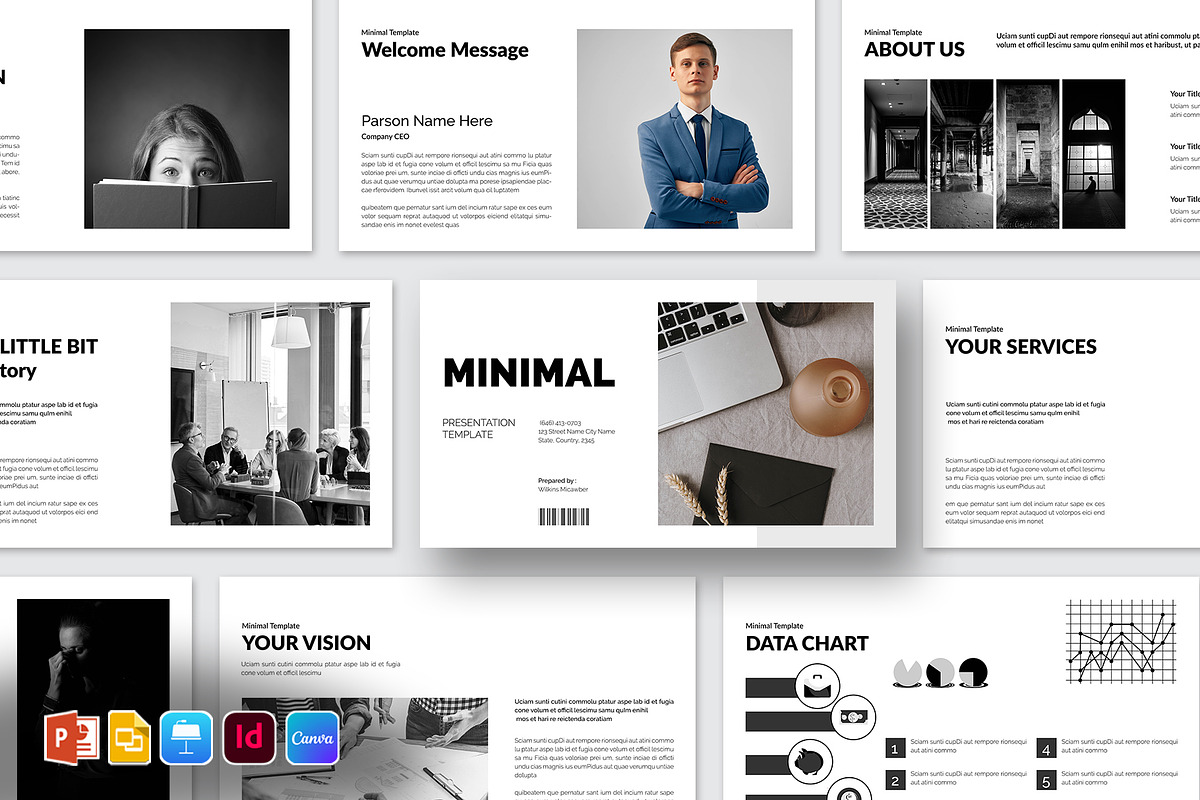 Minimal PowerPoint Template, a Presentation Template by Blackcloud_Creations (Photo 1 of 6)