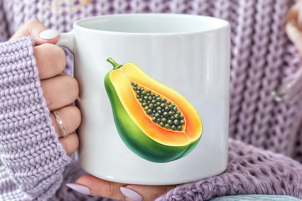 Watercolor Papaya Fruit Clipart, an Illustration by Rose Art (Photo 4 of 7)
