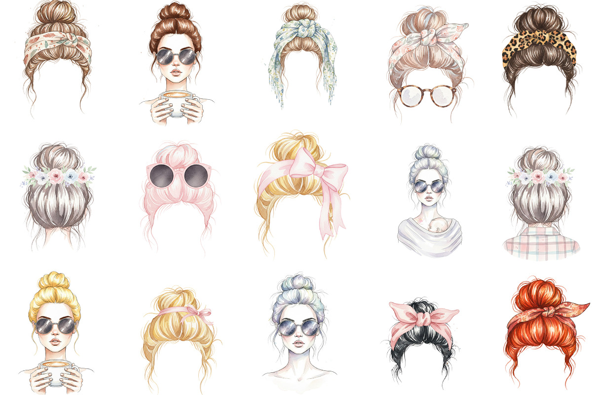 Messy Bun Clip-art, an Illustration by Designking (Photo 3 of 5)