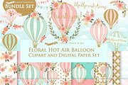 Hot Air Balloon Glitter Gold Set, a Texture Illustration by Mia's Graphic Design (Thumbnail 1 of 9)