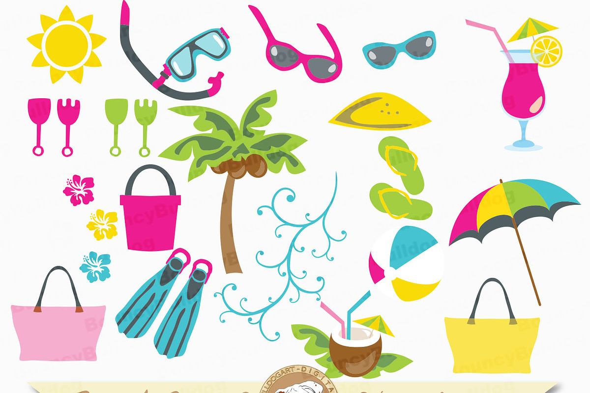 Tropical beach clipart, a Graphic by BouncyBulldog (Photo 2 of 2)