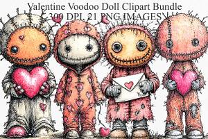 Valentine Voodoo Doll Clipart Bundle, an Illustration by Canvas Craft