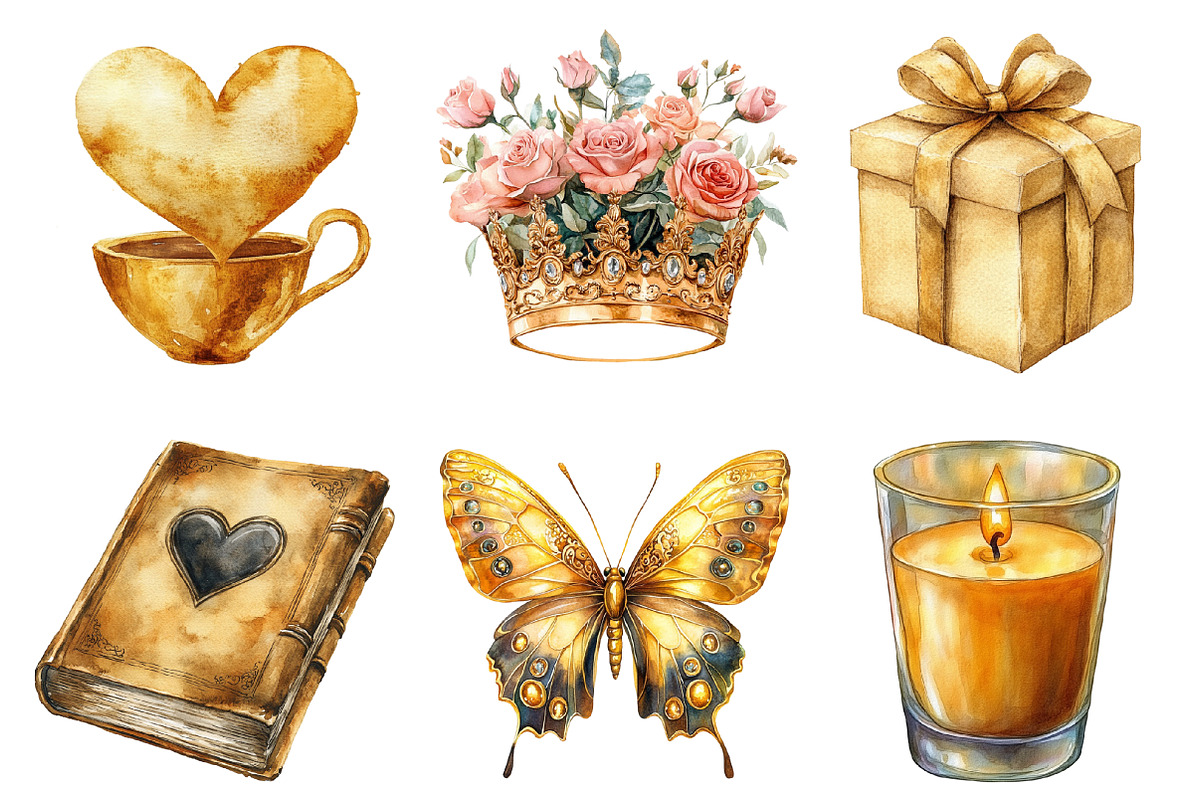 Golden Mother's Day Clipart PNG, an Illustration by SinaCreation (Photo 4 of 5)