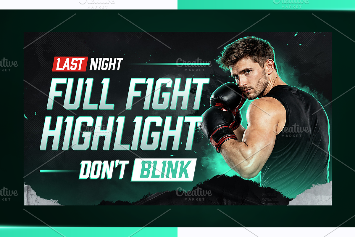 Boxing YouTube Thumbnail Pack, a Social Media Template by OnurDemircan (Photo 2 of 6)