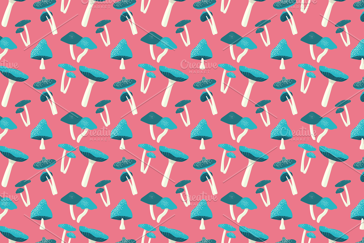 Seamless Mushroom pattern, a Pattern Graphic by Queen of Infographics (Photo 2 of 2)